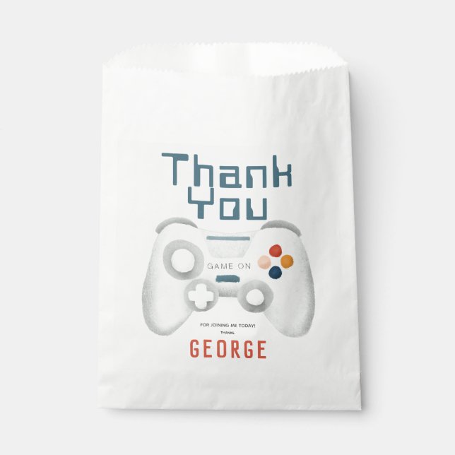 Boys Cool Blue Gaming Kids Birthday Favour Bag (Front)