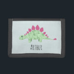 Boys Cool Dinosaur Cartoon and Name Kids Trifold Wallet<br><div class="desc">This lovely design features a cool stegosaurus dinosaur cartoon,  and can be personalized with your boy's name. Perfect for any dinosaur loving kids first wallet. Check out our store for other gorgeous dino themed designs!</div>