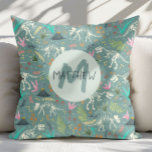 Boys Cool Dinosaur Fossil Pattern Monogram Kids Throw Pillow<br><div class="desc">This cool personalized kids throw pillow design features a blue and green dinosaur fossil pattern, with Jurassic plants, Dino skeleton bones, and other archaeology illustrations. There is also space for you to add your boys name and monogram in whimsical typography. The perfect dinosaur themed gift for any history or dinosaur...</div>