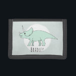 Boy's Cool Doodle Triceratops Dinosaur with Name Tri-fold Wallet<br><div class="desc">This cool design is a part of a collection featuring cute dinosaurs for little boy's apparel and accessories. This children's design features a hand drawn Triceratops doodle dinosaur and can be personalized with your boy's name. Check out our store for other dinosaur designs!</div>