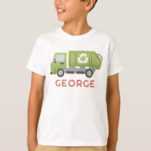 Boys Cool Green Garbage Trash Truck Transportation T-Shirt