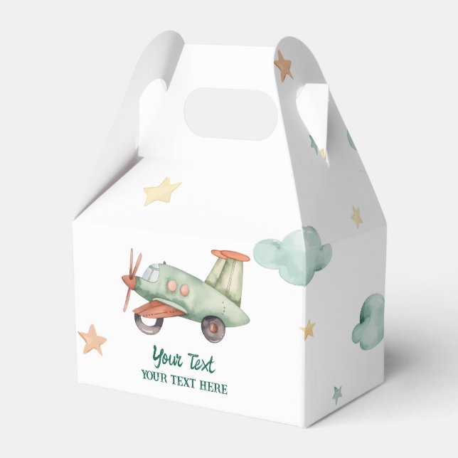 Boys Cool Modern Colourful Airplane Birthday Party Favor Box (Front Side)