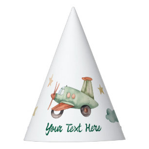 Boys Cool Modern Colourful Airplane Birthday Party Hat