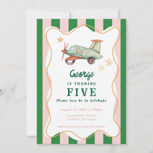 Boys Cool Modern Colourful Airplane Birthday Party Invitation