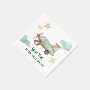 Boys Cool Modern Colourful Airplane Birthday Party Napkin