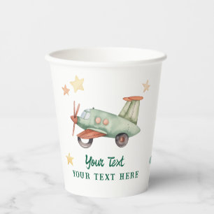 Boys Cool Modern Colourful Airplane Birthday Party Paper Cups