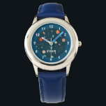 Boys Cool Outer Space Planets Rockets Stars Watch<br><div class="desc">This cool outer spaced themed kids watch for boys is mainly of navy blue colour scheme. Its design features colourful rockets, planets, stars and constellations. It also comes with a name that is customizable. This item is ready to be personalized. Pair this watch with other similar designed kids items in...</div>