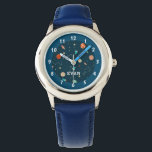 Boys Cool Outer Space Planets Rockets Stars Watch<br><div class="desc">This cool outer spaced themed kids watch for boys is mainly of navy blue colour scheme. Its design features colourful rockets, planets, stars and constellations. It also comes with a name that is customizable. This item is ready to be personalized. Pair this watch with other similar designed kids items in...</div>