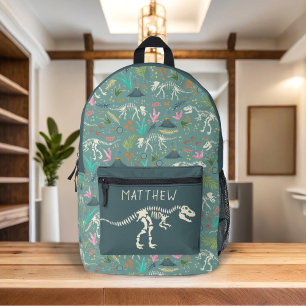 Boys Cool T-Rex Dinosaur Fossil School Printed Backpack