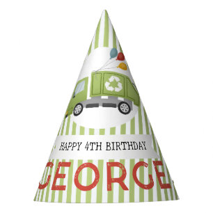 Boys Cool Trash Truck Garbage Birthday Party Hat