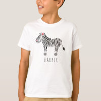 Boy's Cool Watercolor Zebra Safari with Name