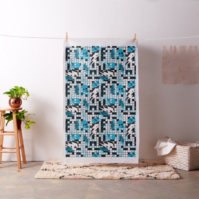 Boy's crossword puzzle fabric (In Situ)