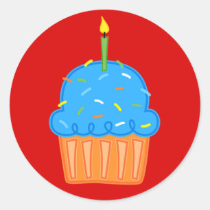 Boys Cupcakes Stickers rouges