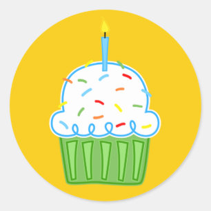 Boys Cupcakes Yellow Stickers