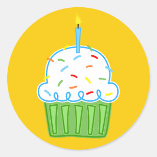 Boys Cupcakes Yellow Stickers