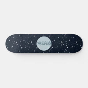 Boys custom name moon stars space kids  skateboard