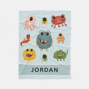 Boys Cute and Trendy Blue Monster Alien Kids Fleece Blanket