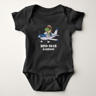 Boys Cute Blue Airplane Dinosaur Kids 1st Birthday Baby Bodysuit