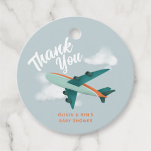 Boys Cute Blue Baby Shower Airplane Favour Tags