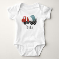 Boys Cute Blue Construction Mixer and Name