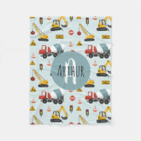 Boys Cute Blue Digger Construction Pattern