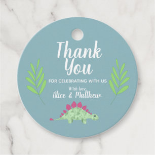 Boys Cute Blue Dinosaur Baby Shower Favour Tags