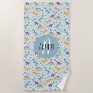 Boys Cute Blue Dinosaur Pattern Kids Beach Towel