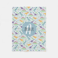 Boys Cute Blue Dinosaur Pattern & Name Kids