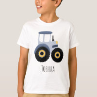 Boys Cute Blue Farm Tractor Cartoon Kids