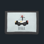 Boys Cute Blue Police Officer Car and Name Trifold Wallet<br><div class="desc">This cute and modern kids police wallet features an emergency police officer car with a siren,  and a place for you to add your child's name. Perfect for any child dreaming of being a police officer!</div>