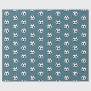 Boys Cute Blue Sports Soccer Kids Wrapping Paper