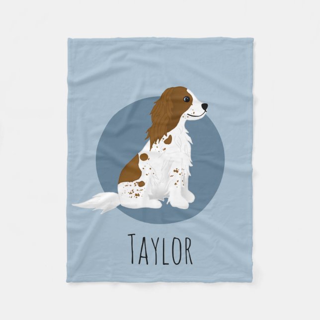 Boys Cute Blue Springer Spaniel Dog Kids Fleece Blanket (Front)