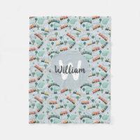 Boys Cute Blue Train Travel Monogram Pattern Kids