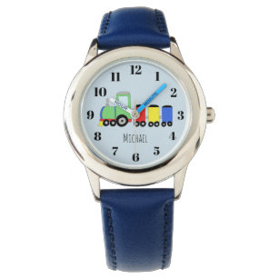 Boys Cute Blue Train with Name Kids Watch