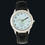Boys Cute Blue Triceratops Dinosaur & Name Kids Watch<br><div class="desc">This cute blue design is a part of a collection featuring cute dinosaurs for kids apparel and accessories. The watch features a triceratops dinosaur cartoon and can be personalized with your boys name. Perfect for your boy's first watch. Check out our store for other cute items.</div>