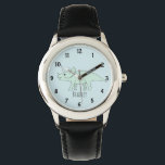 Boys Cute Blue Triceratops Dinosaur & Name Kids Watch<br><div class="desc">This cute blue design is a part of a collection featuring cute dinosaurs for kids apparel and accessories. The watch features a triceratops dinosaur cartoon and can be personalized with your boys name. Perfect for your boy's first watch. Check out our store for other cute items.</div>