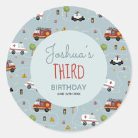 Boys Cute Blue Vehicle Kids Birthday
