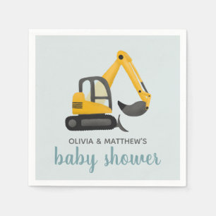 Boys Cute Digger Baby Shower Napkin