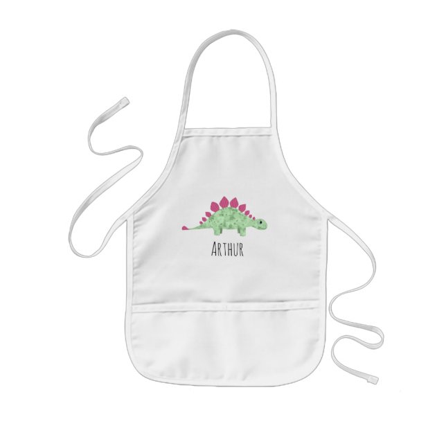 Boys Cute  Dinosaur and Name Kids Apron (Front)