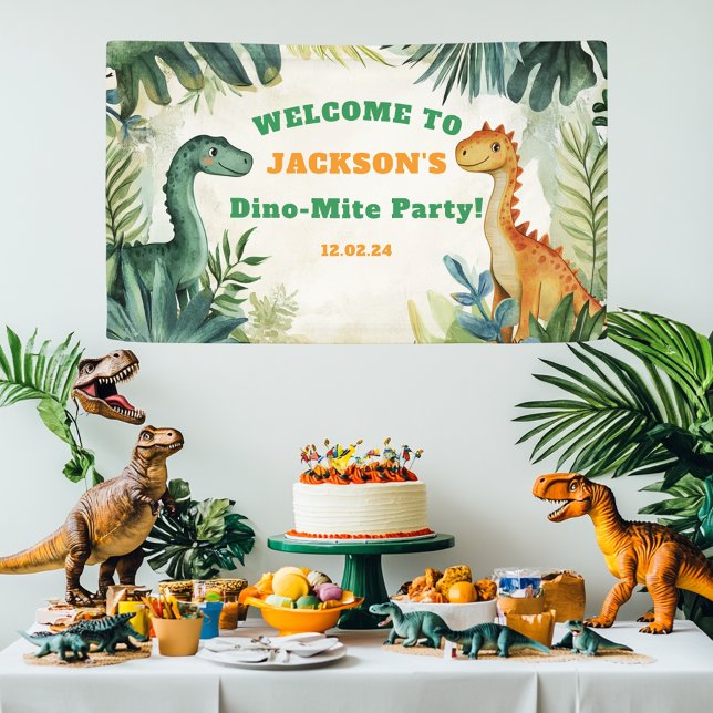 Boys Cute Dinosaur Birthday Party Banner (Creator Uploaded)