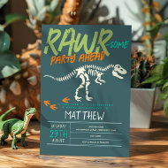 Boys Cute Dinosaur Dig Fossil Kids 6th Birthday Invitation