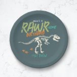 Boys Cute Dinosaur Dig Fossil Kids Birthday Paper Plate<br><div class="desc">This cute and modern boys birthday paper plate design features a t-Rex dinosaur skeleton design. The plates can be personalized with your kids name - the perfect dinosaur fossil dig themed tableware!</div>