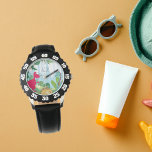 Boys Cute Dinosaur Kids Name Watch<br><div class="desc">Custom name dinosaur kids watch for your kids. This cute dinosaur design features cute colourful dinosaurs with your kids name. Perfect gift for your son on his birthday. Personalize it by adding your kids name.</div>
