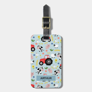 Boys Cute Farm Animal Pattern Name Kids Luggage Tag