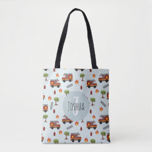 Boys Cute Fire Engine Transport Pattern Kids Tote Bag