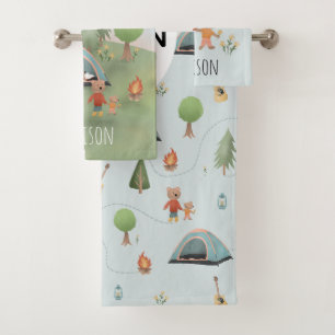 Boys Cute Forest Bears Camping Motif & Nom Enfants