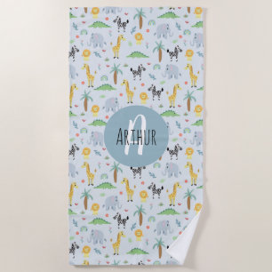 Boys Cute Jungle Safari Animals Zebra Kids Beach Towel