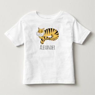 Boys Cute Jungle Tiger with Name Toddler T-shirt