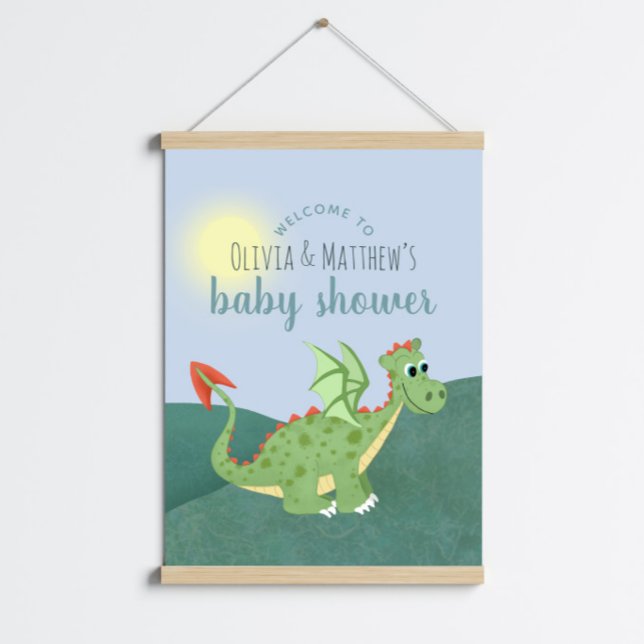 Boys Cute Magical Dragon Baby Shower Welcome Sign (Creator Uploaded)