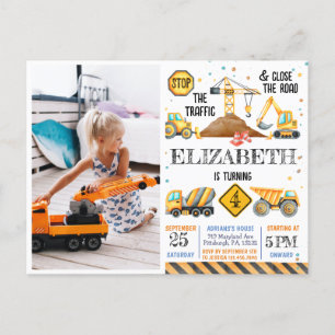 Boys Cute Modern Construction Kids Birthday  Postcard